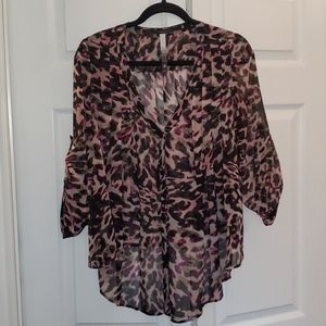 Kensie billowy cheetah blouse